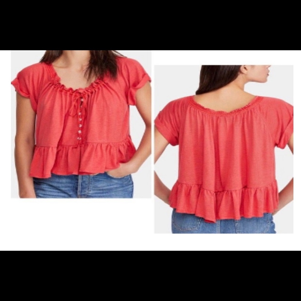 Free People Charlie Tee Linen blend Size Large